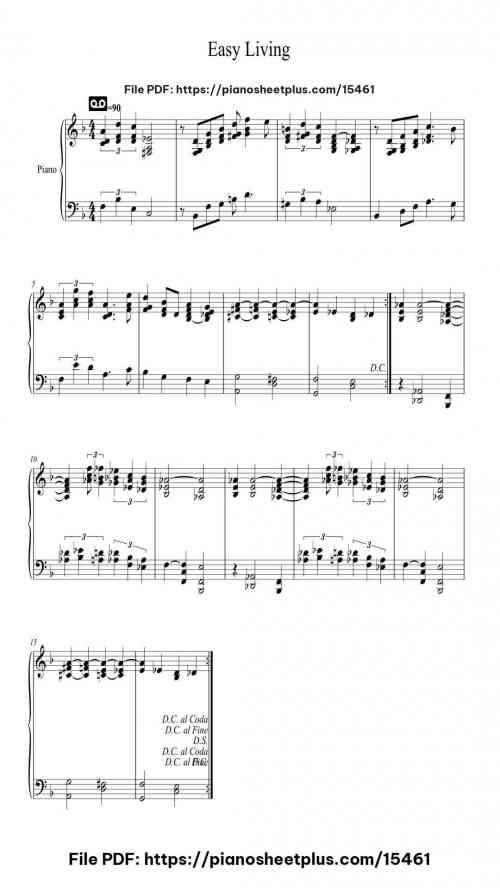 Easy Living by Ralph Raigner Level Intermediate 2 Easy Living piano sheet music free pdf