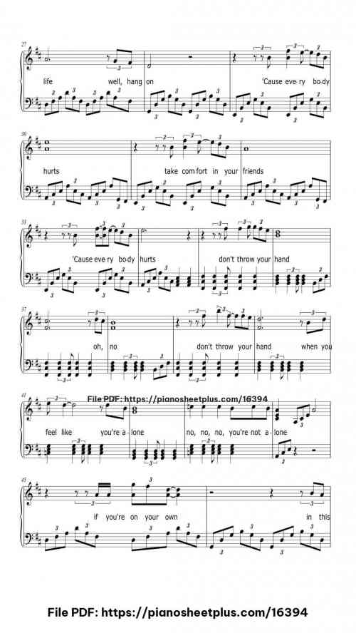 Everybody Hurts by R.E.M. Level Intermediate 8 Everybody Hurts piano sheet music free pdf