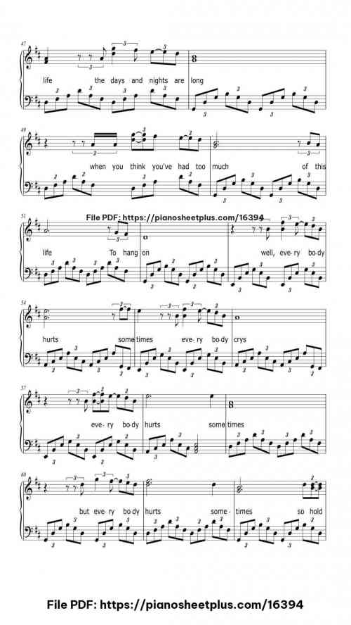Everybody Hurts by R.E.M. Level Intermediate 9 Everybody Hurts piano sheet music free pdf