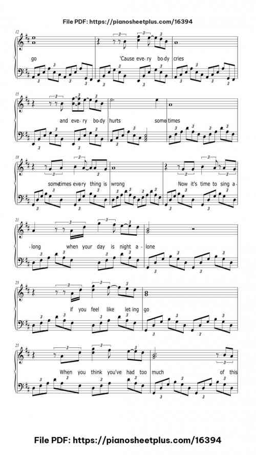 Everybody Hurts by R.E.M. Level Intermediate 7 Everybody Hurts piano sheet music free pdf