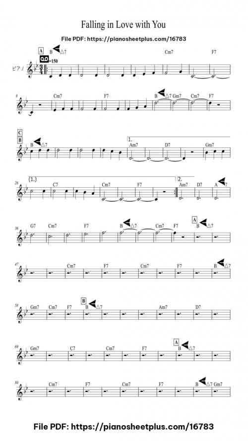 Falling in Love with You by Raito Nagayama Level Easy 3 Falling in Love with You piano sheet music free pdf