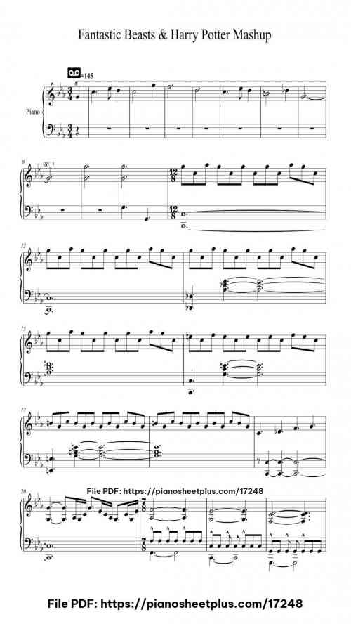 Fantastic Beasts & Harry Potter Mashup by James Newton Howard Level Mid-Advanced 5 Fantastic Beasts & Harry Potter Mashup piano sheet music free pdf