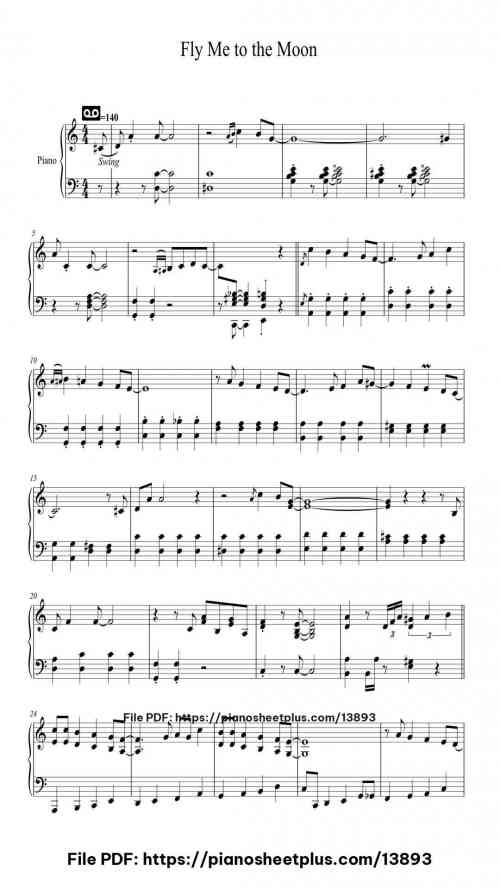 Fly Me to the Moon - Free PDF Piano Score Download 13 Fly Me to the Moon – Free PDF Piano Score Download