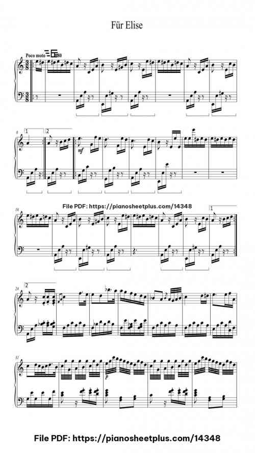 Für Elise, WoO 59 - Free Piano Sheet Music You Can Print (PDF) 20 Für Elise, WoO 59 – Free Piano Sheet Music You Can Print (PDF)