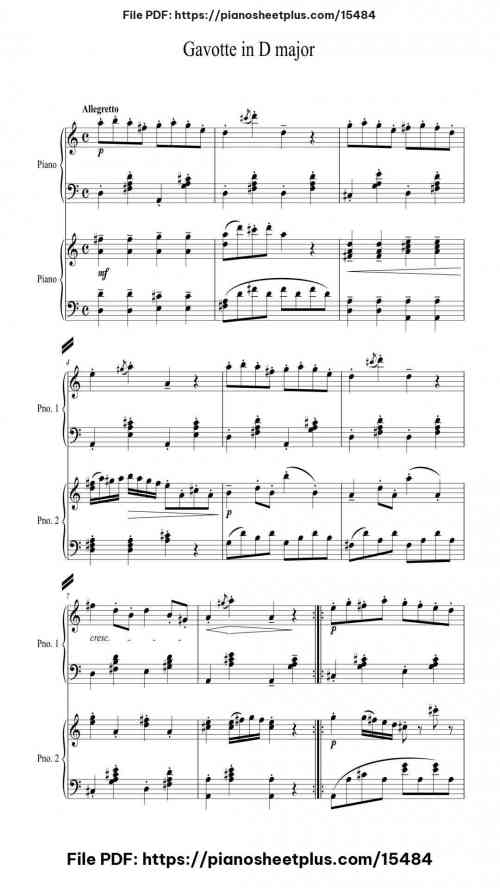 Gavotte in D Major by François Joseph Gossec Level Intermediate 3 Gavotte in D Major piano sheet music free pdf