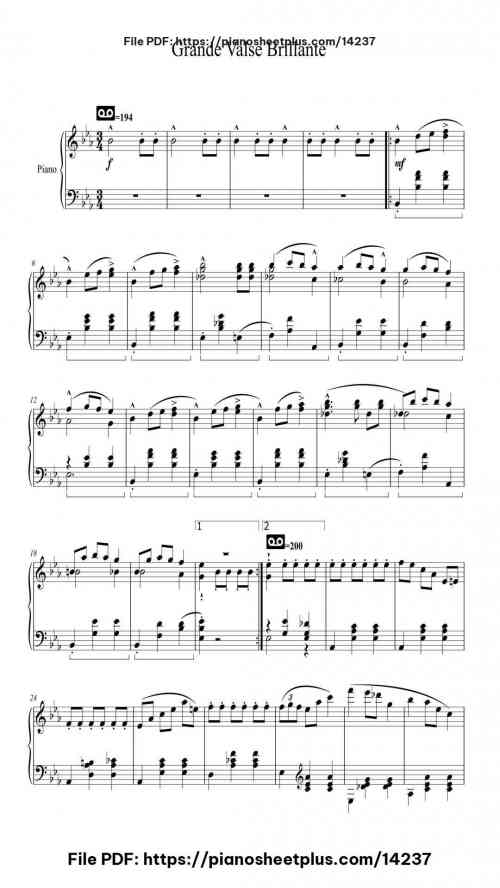 Grande Valse Brillante in E-flat major, Op. 18 - Piano Sheet Music – Free PDF Download 10 Grande Valse Brillante in E-flat major, Op. 18 – Piano Sheet Music – Free PDF Download