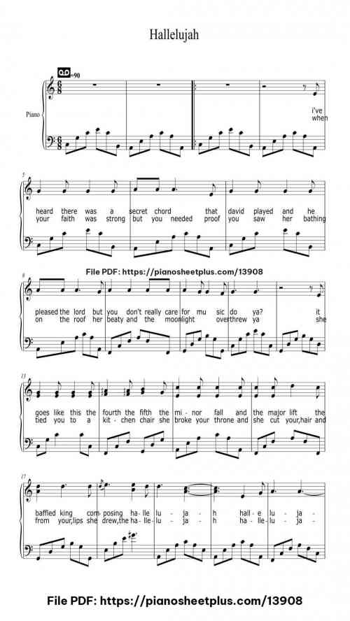 Hallelujah - Piano Sheet Music PDF – Printable 3 Hallelujah piano sheet music free pdf