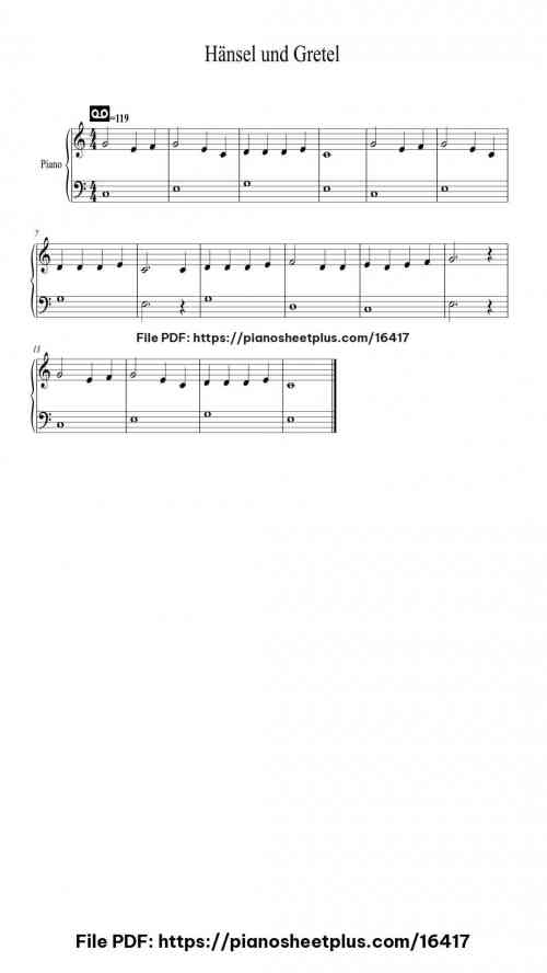 Hänsel und Gretel by Children's Song Level Easy 2 Hänsel und Gretel piano sheet music free pdf