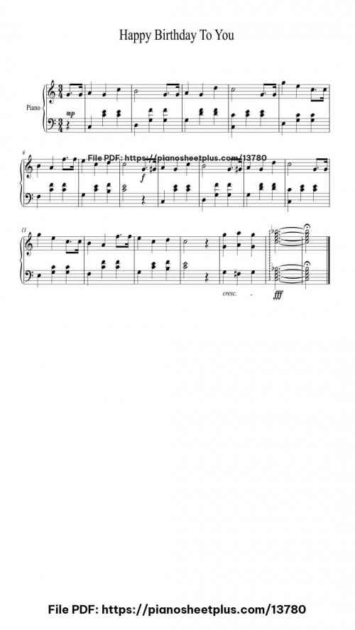 Happy Birthday To You - Free Piano Sheet Music PDF 2 Happy Birthday To You piano sheet music free pdf