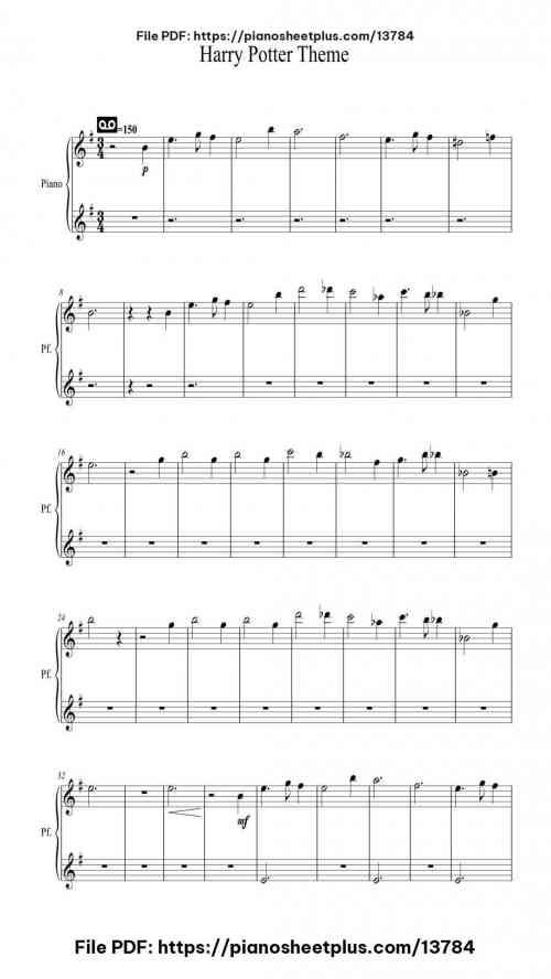 Harry Potter Theme - Piano Sheet Music PDF – No Cost 5 Harry Potter Theme – Piano Sheet Music PDF – No Cost