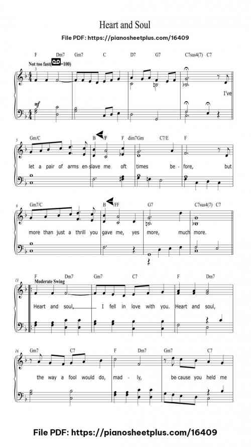 Heart and Soul by Hoagy Carmichael Level Intermediate 4 Heart and Soul piano sheet music free pdf