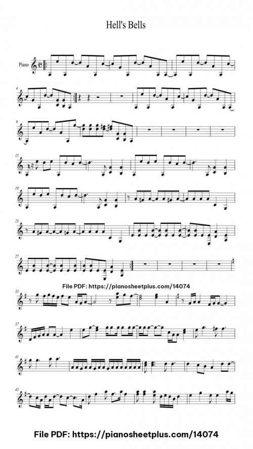 Hell's Bells - Free PDF Piano Score Download 3 Hell's Bells piano sheet music free pdf