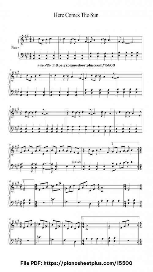 Here Comes The Sun by George Harrison Level Beginner 5 Here Comes The Sun by George Harrison Level Beginner