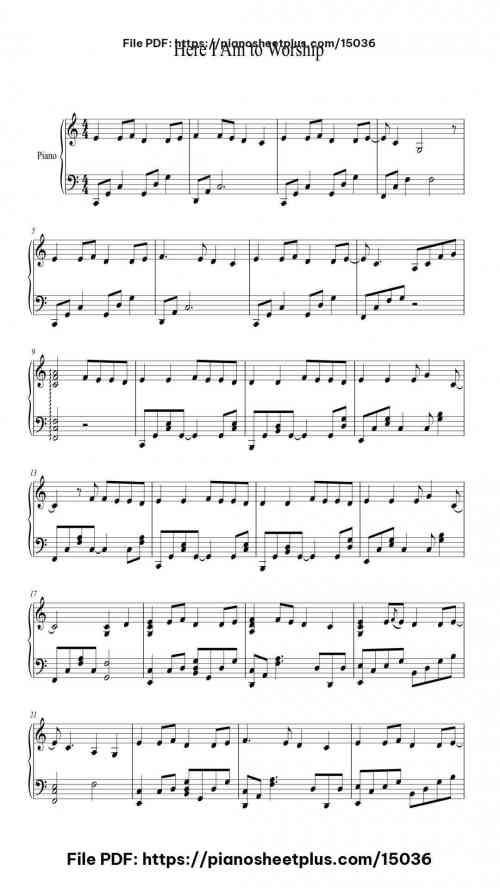Here I Am to Worship by Hillsong Worship Level Intermediate 5 Here I Am to Worship piano sheet music free pdf