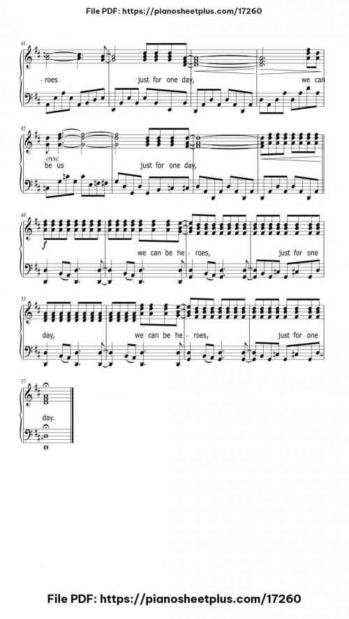 Heroes by David Bowie Level Beginner 6 Heroes piano sheet music free pdf