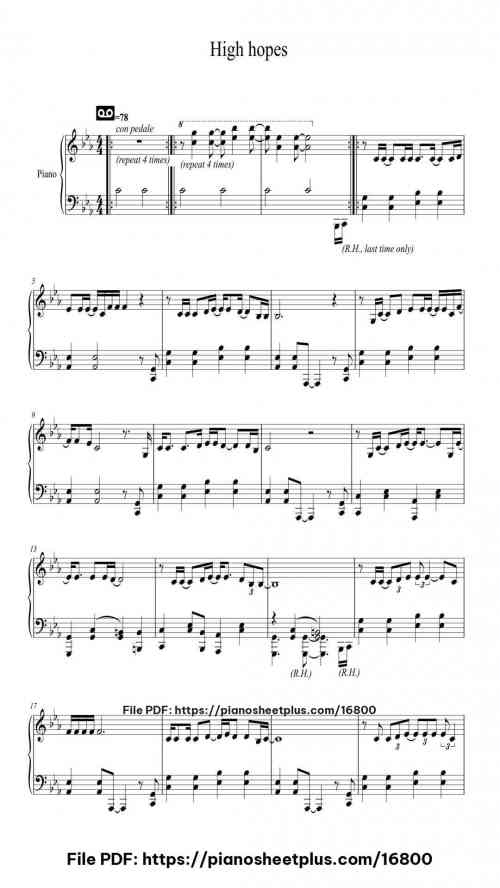 High hopes by Pink Floyd Level Mid-Advanced 4 High hopes piano sheet music free pdf