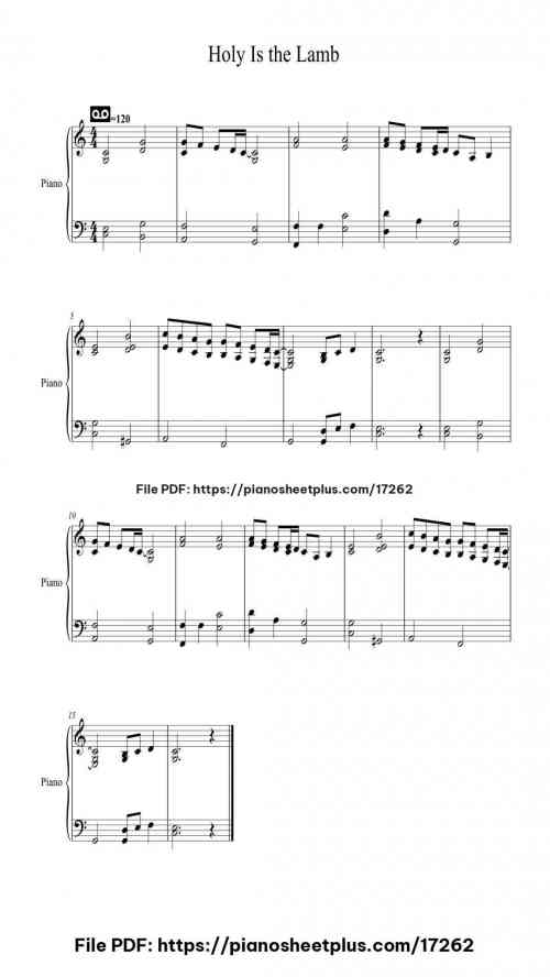 Holy Is the Lamb by Tore W. Aas Level Beginner 2 Holy Is the Lamb piano sheet music free pdf