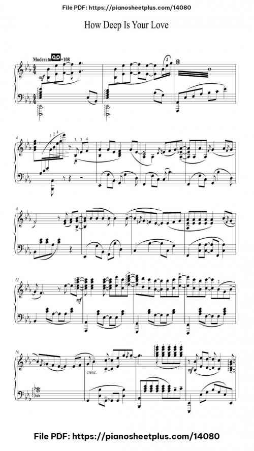 How Deep Is Your Love - Free Piano Sheet Music PDF 6 How Deep Is Your Love piano sheet music free pdf