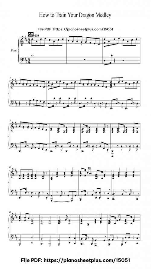 How to Train Your Dragon Medley by Noah Schneider Level Intermediate 9 How to Train Your Dragon Medley piano sheet music free pdf