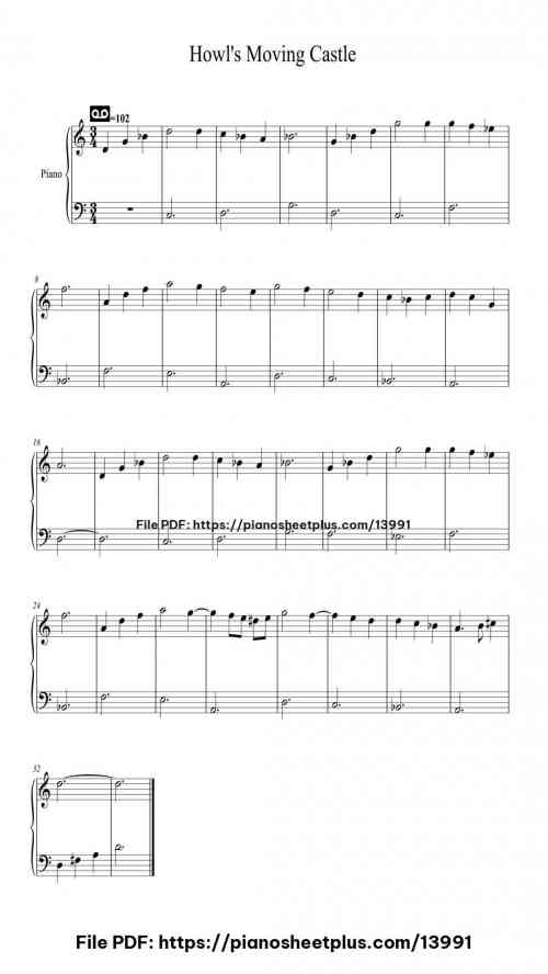 Howl's Moving Castle - Download Piano Sheet Music PDF (Free) 3 Howl’s Moving Castle – Download Piano Sheet Music PDF (Free)