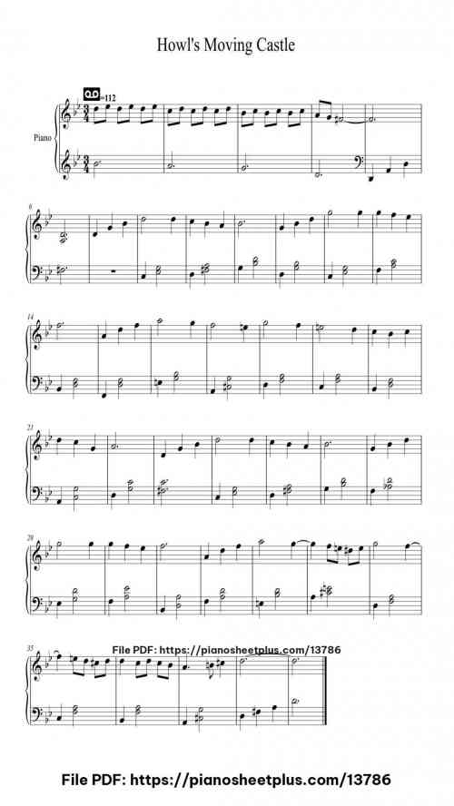 Howl's Moving Castle - Piano Sheet Music PDF – Printable 2 Howl's Moving Castle piano sheet music free pdf