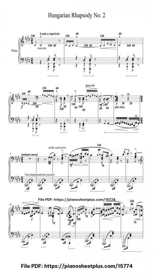 Hungarian Rhapsody No. 2 in C-sharp Minor, S.244/2 by Franz Liszt Level Professional 49 Hungarian Rhapsody No. 2 in C-sharp Minor, S.244/2 by Franz Liszt Level Professional