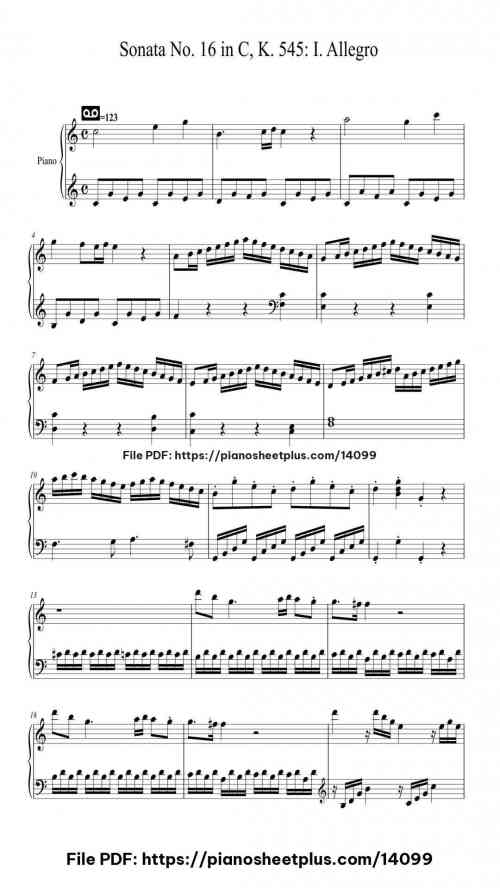 I. Allegro –Sonata No. 16 in C, K. 545 - Free Piano Score Sheet (PDF) 3 I. Allegro –Sonata No. 16 in C, K. 545 – Free Piano Score Sheet (PDF)