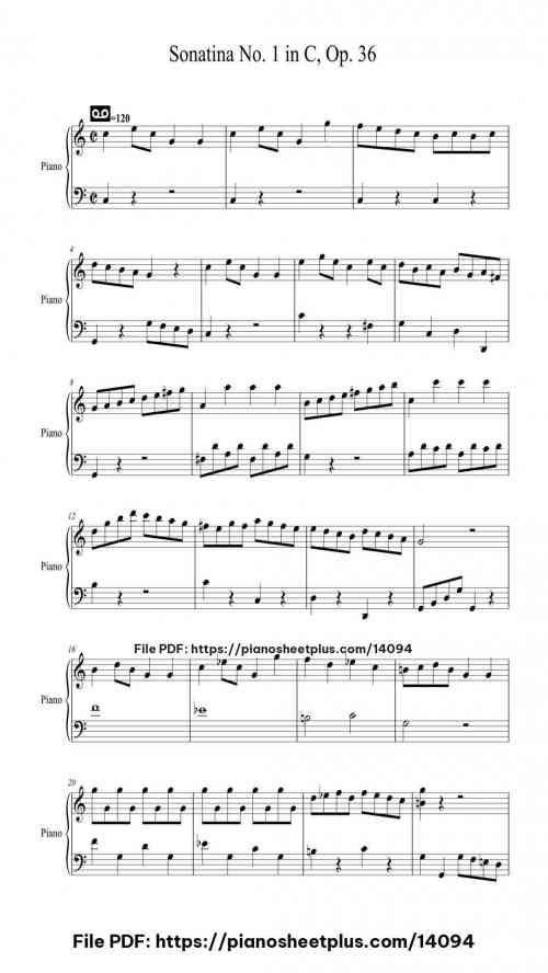 I. Allegro – Sonatina No. 1 in C, Op. 36 - Free Digital Piano Sheet (PDF) 15 I. Allegro – Sonatina No. 1 in C, Op. 36 – Free Digital Piano Sheet (PDF)