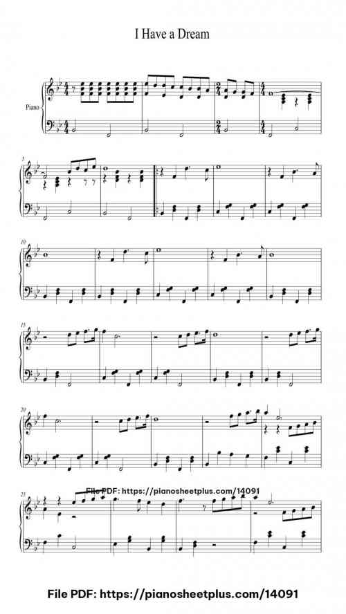 I Have a Dream - Piano Sheet Music PDF – Printable 5 I Have a Dream – Piano Sheet Music PDF – Printable