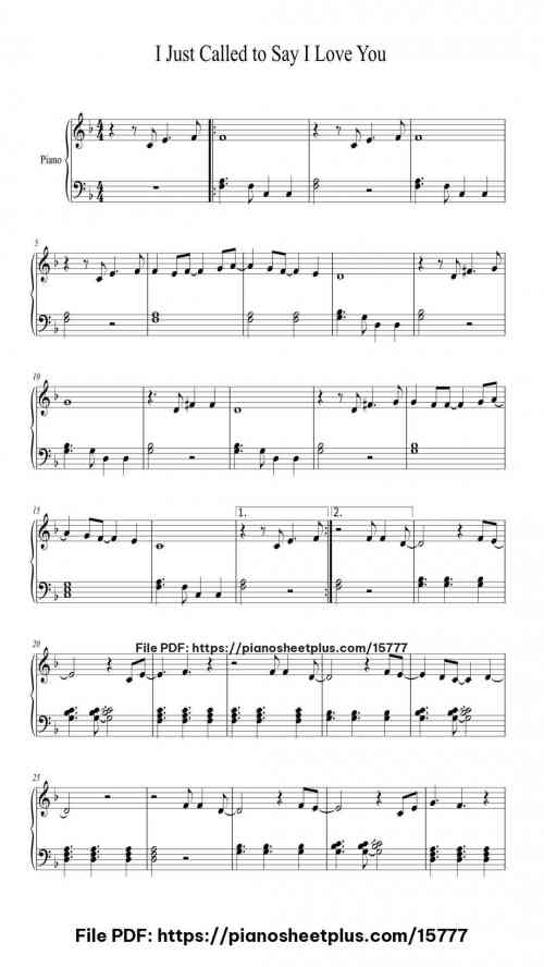 I Just Called to Say I Love You by Stevie Wonder Level Beginner 3 I Just Called to Say I Love You by Stevie Wonder Level Beginner