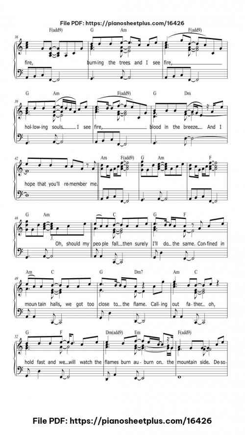 I See Fire by Ed Sheeran Level Intermediate 9 I See Fire piano sheet music free pdf