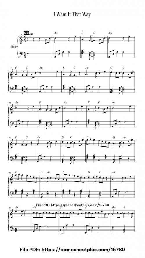 I Want It That Way by Backstreet Boys Level Beginner 3 I Want It That Way piano sheet music free pdf