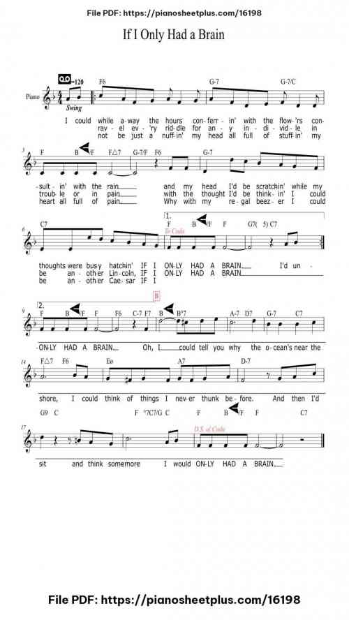 If I Only Had a Brain by Harold Arlen Level Easy 8 If I Only Had a Brain by Harold Arlen Level Easy