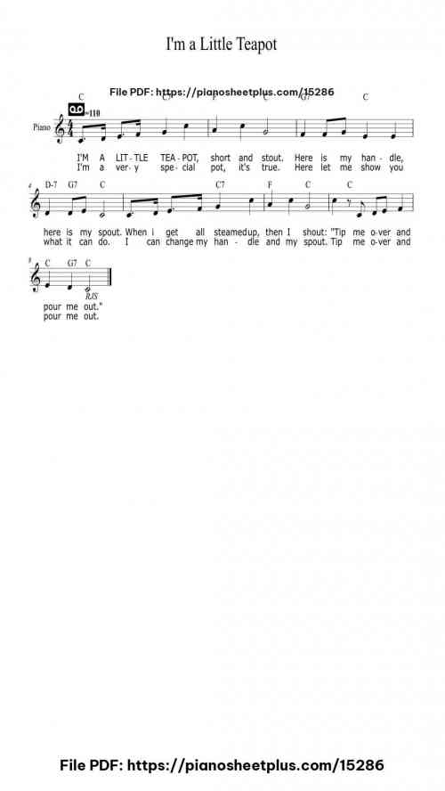 I'm a Little Teapot by George Harold Sanders and Clarence Z. Kelley Level Easy 2 I'm a Little Teapot piano sheet music free pdf