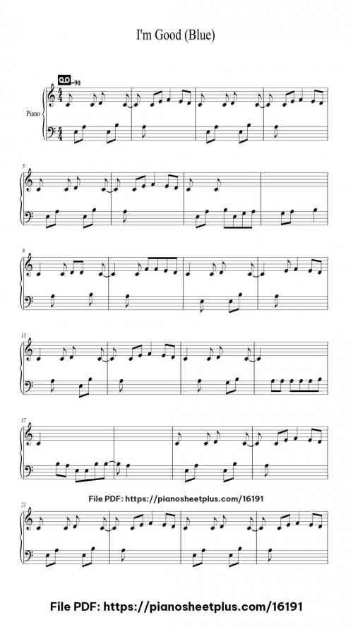 I'm Good (Blue) by David Guetta Level Intermediate 5 I'm Good (Blue) piano sheet music free pdf