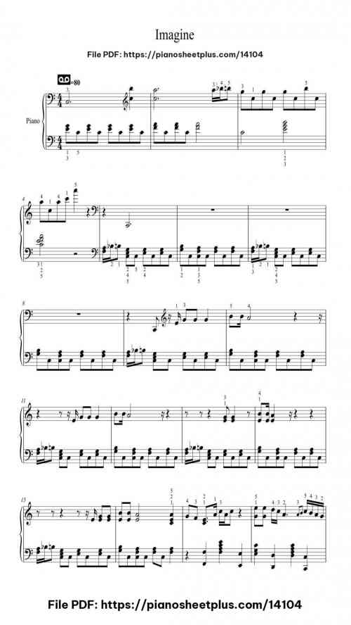 Imagine - Free Piano Sheet Music for Solo (PDF) 5 Imagine piano sheet music free pdf