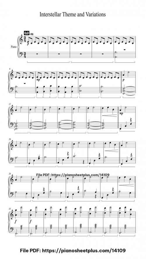Interstellar Theme and Variations - Free Piano Sheet Music PDF 14 Interstellar Theme and Variations – Free Piano Sheet Music PDF