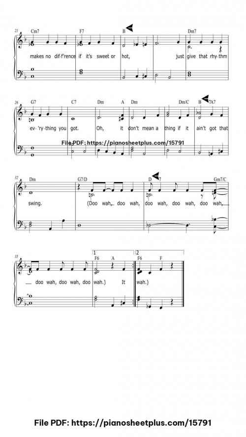 It Don't Mean A Thing (If It Ain't Got That Swing) by Duke Ellington Level Beginner 4 It Don't Mean A Thing (If It Ain't Got That Swing) piano sheet music free pdf