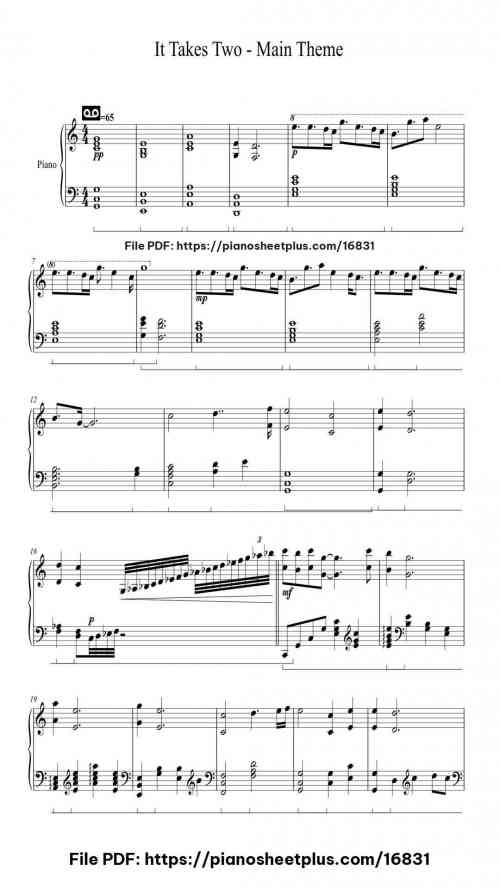 It Takes Two - Main Theme by Gustaf Grefberg Level Mid-Advanced 3 It Takes Two - Main Theme piano sheet music free pdf