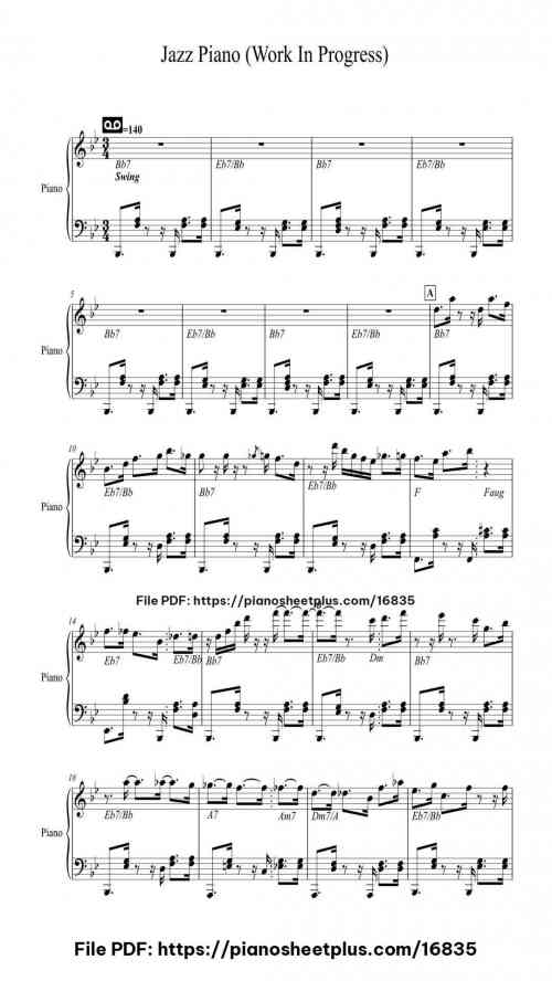 Jazz Piano (Work In Progress) by Phylter Level Intermediate 4 Jazz Piano (Work In Progress) piano sheet music free pdf