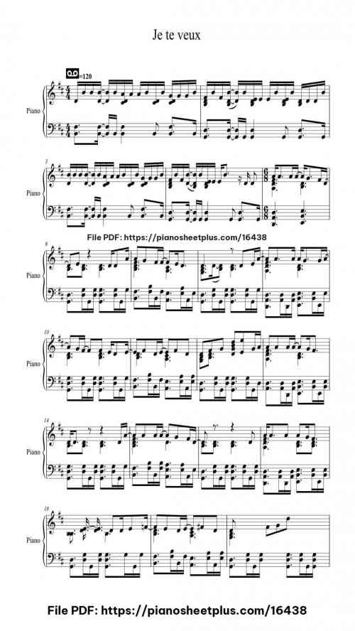 Je te veux by Erik Satie Level Mid-Advanced 5 Je te veux by Erik Satie Level Mid-Advanced