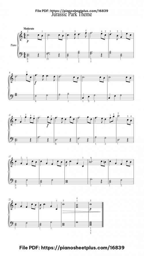 Jurassic Park Theme by John Williams Level Easy 9 Jurassic Park Theme by John Williams Level Easy