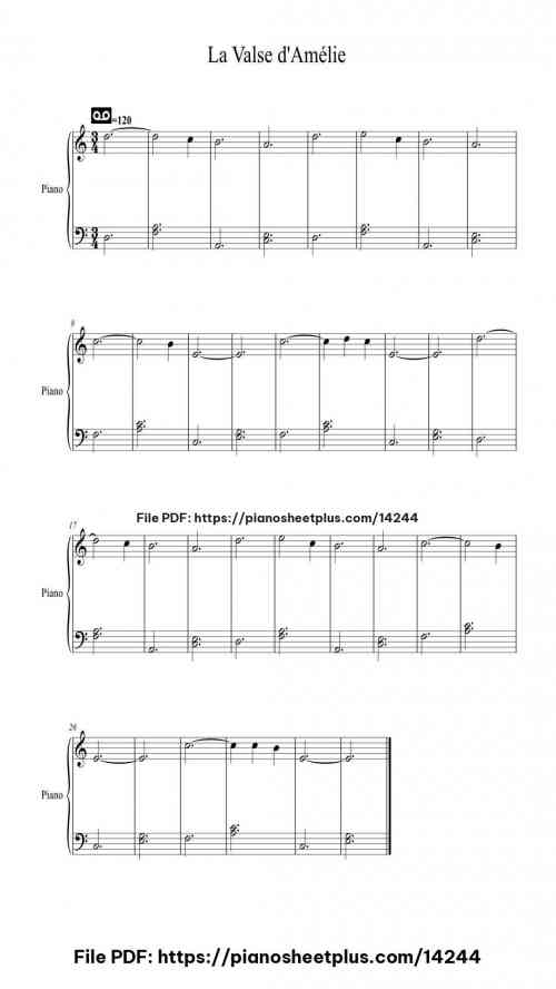 La Valse d'Amélie - Download Piano Sheet Music PDF (Free) 2 La Valse d'Amélie piano sheet music free pdf