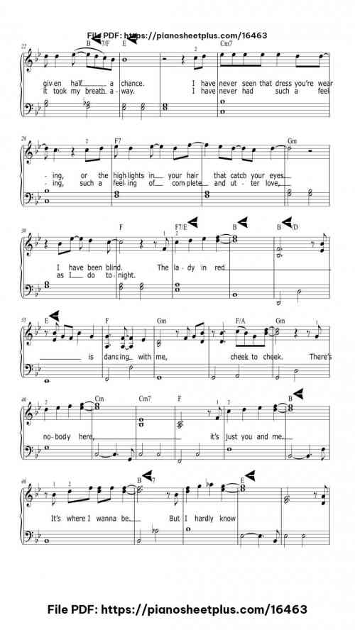Lady in Red by Chris de Burgh Level Beginner 5 Lady in Red piano sheet music free pdf