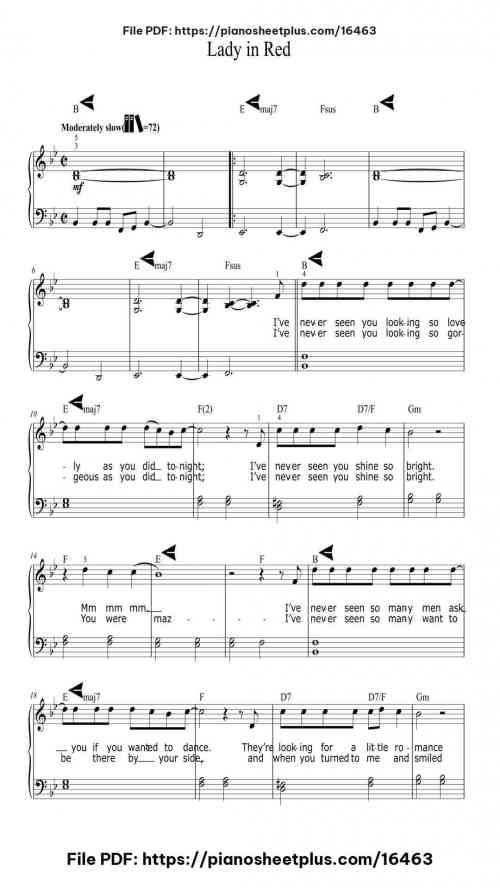 Lady in Red by Chris de Burgh Level Beginner 4 Lady in Red piano sheet music free pdf