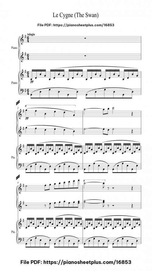 Le carnaval des animaux: Le Cygne by Camille Saint-Saëns Level Beginner 6 Le carnaval des animaux: Le Cygne piano sheet music free pdf