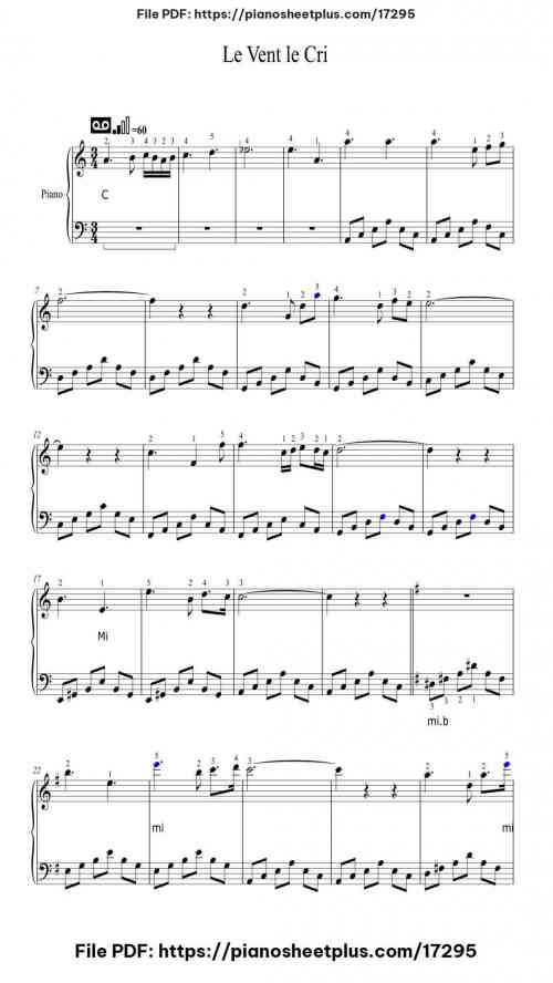 Le Vent le Cri by Ennio Morricone Level Beginner 5 Le Vent le Cri by Ennio Morricone Level Beginner