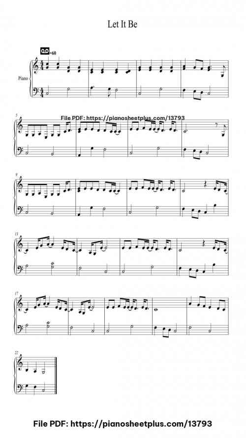 Let It Be - Printable Piano Sheet Music (Free PDF) 3 Let It Be – Printable Piano Sheet Music (Free PDF)