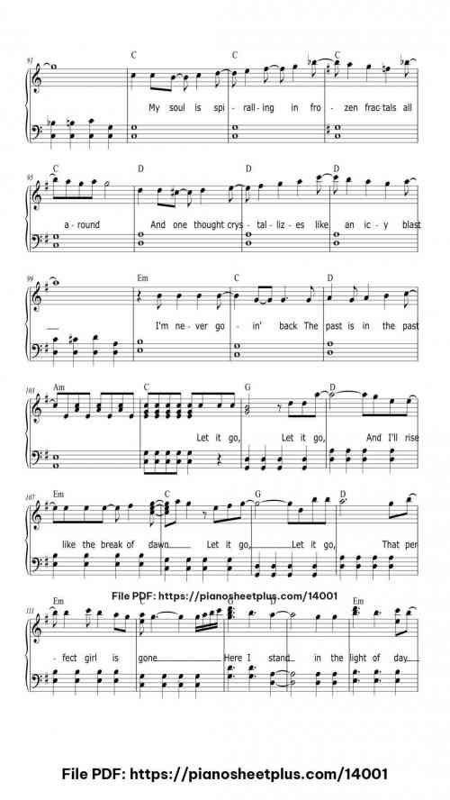 Let It Go - Free Piano Score Sheet (PDF) 11 Let It Go piano sheet music free pdf