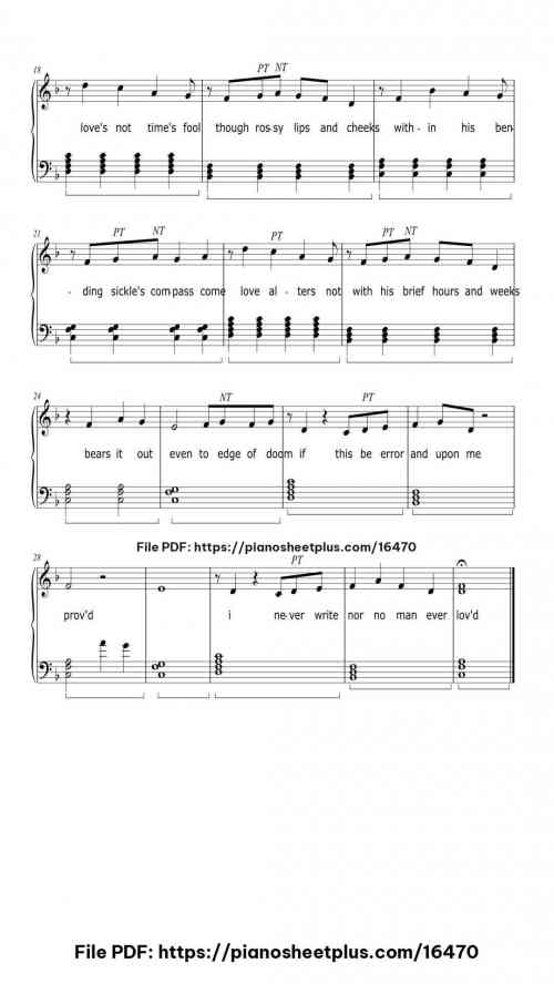 Let Me Not to The Marriage of True Minds by Dycoln Tourscus Level Beginner 4 Let Me Not to The Marriage of True Minds piano sheet music free pdf